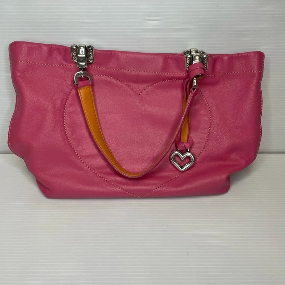 Brighton “JODI” Pink/Mauve Satchel/Tote Stitched Heart - Picture 1 of 12